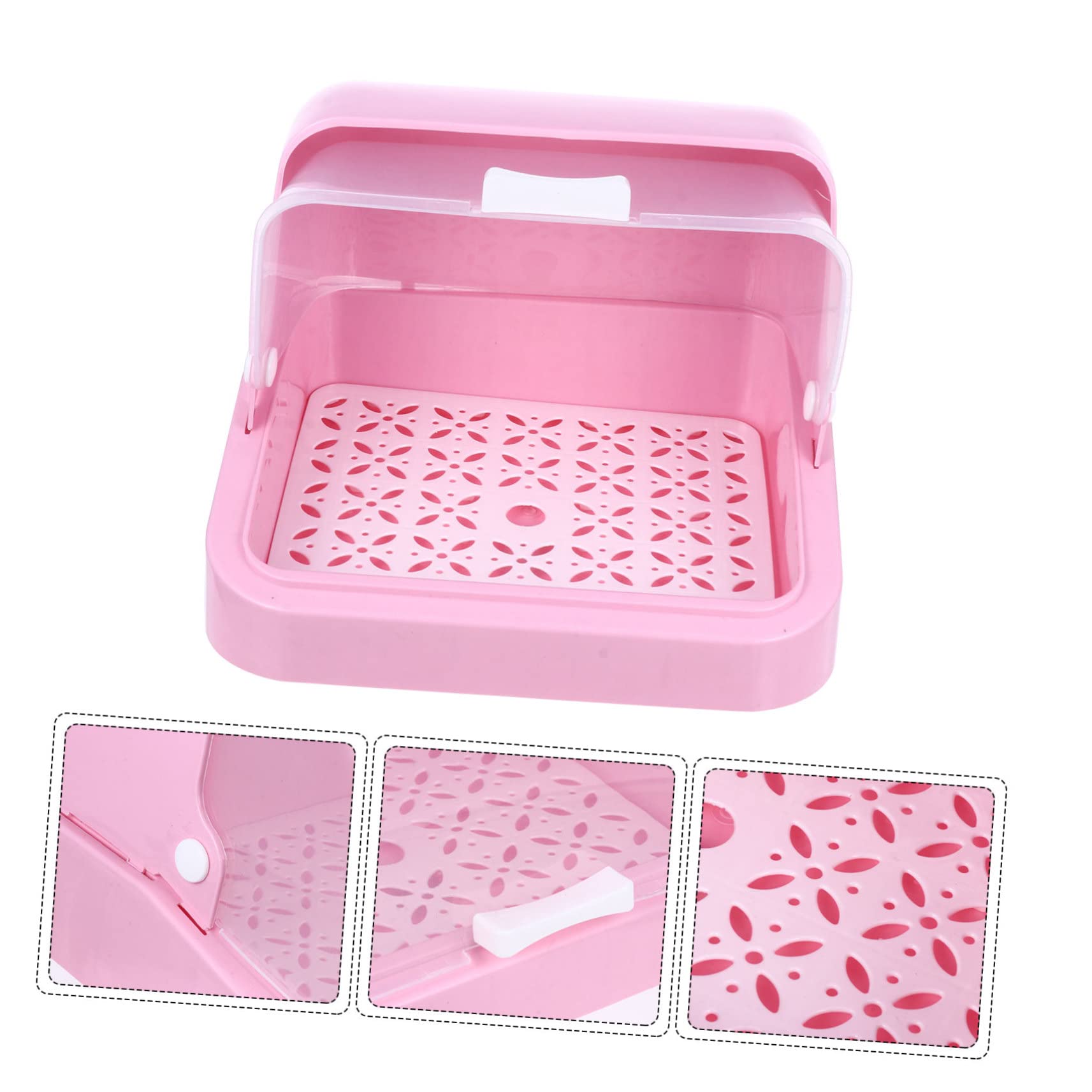 Babyflaschen Aufbewahrungsbox mit Deckel und Abtropfschale Rosa Pp
