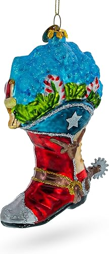 Miniatura 5 de Botas vaqueras con bastones de caramelo adorno navideño de cristal