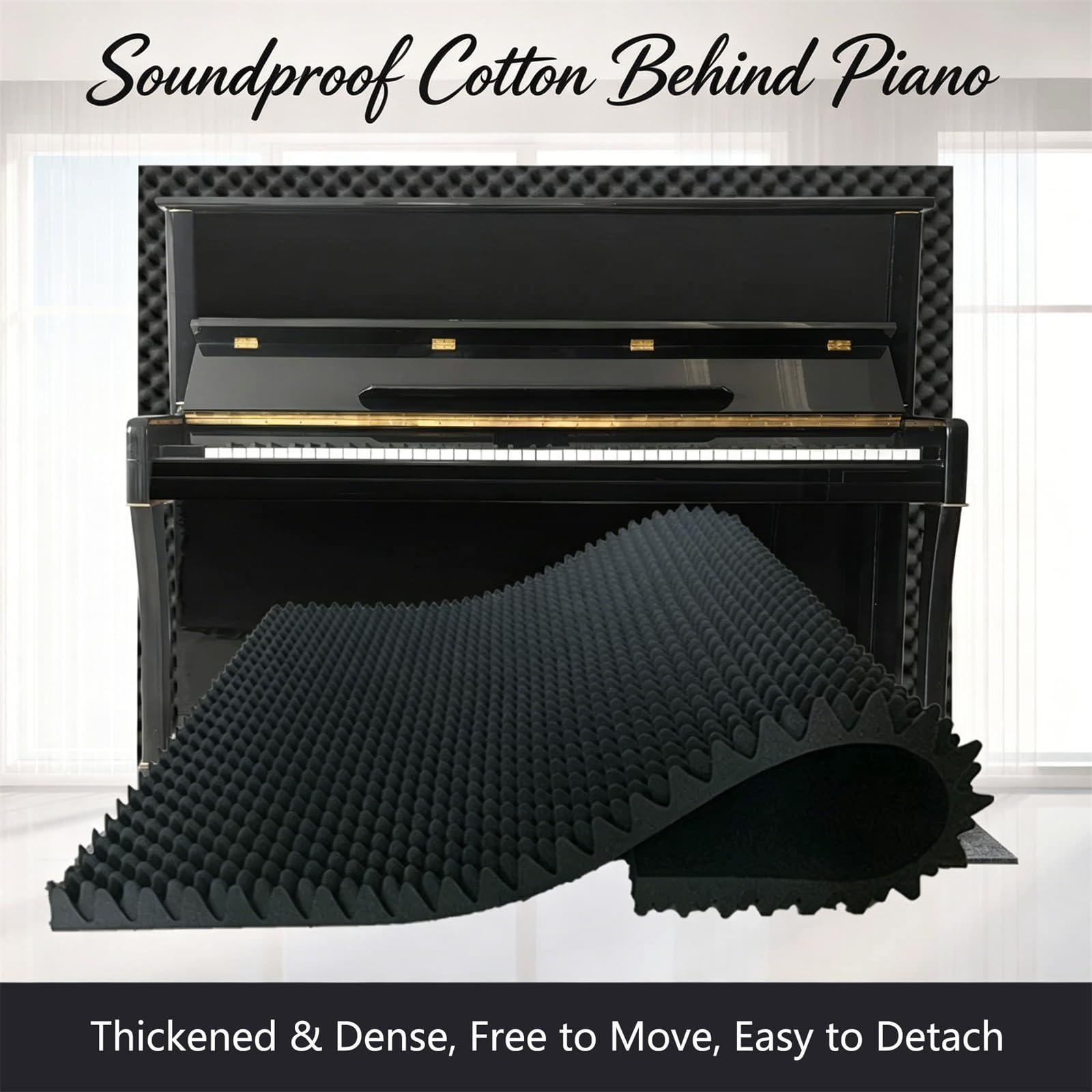 Tappeto assorbente per pianoforte, tappetino per pianoforte verticale, tappetino per riduzione del rumore, tappetino fonoassorbente per isolamento termico, a prova di umidità, antiscivolo