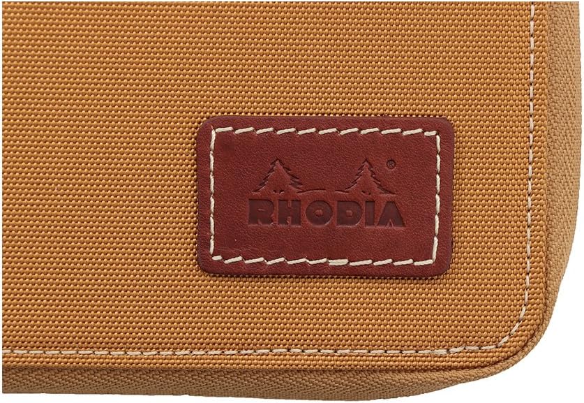 RHODIA cf16roca Notepad, Round Zip Case, No. 16 (A5), Camel (Block Rodia No. 16, Black, 80 Sheets, 0.2 inch (5 mm) Grids)