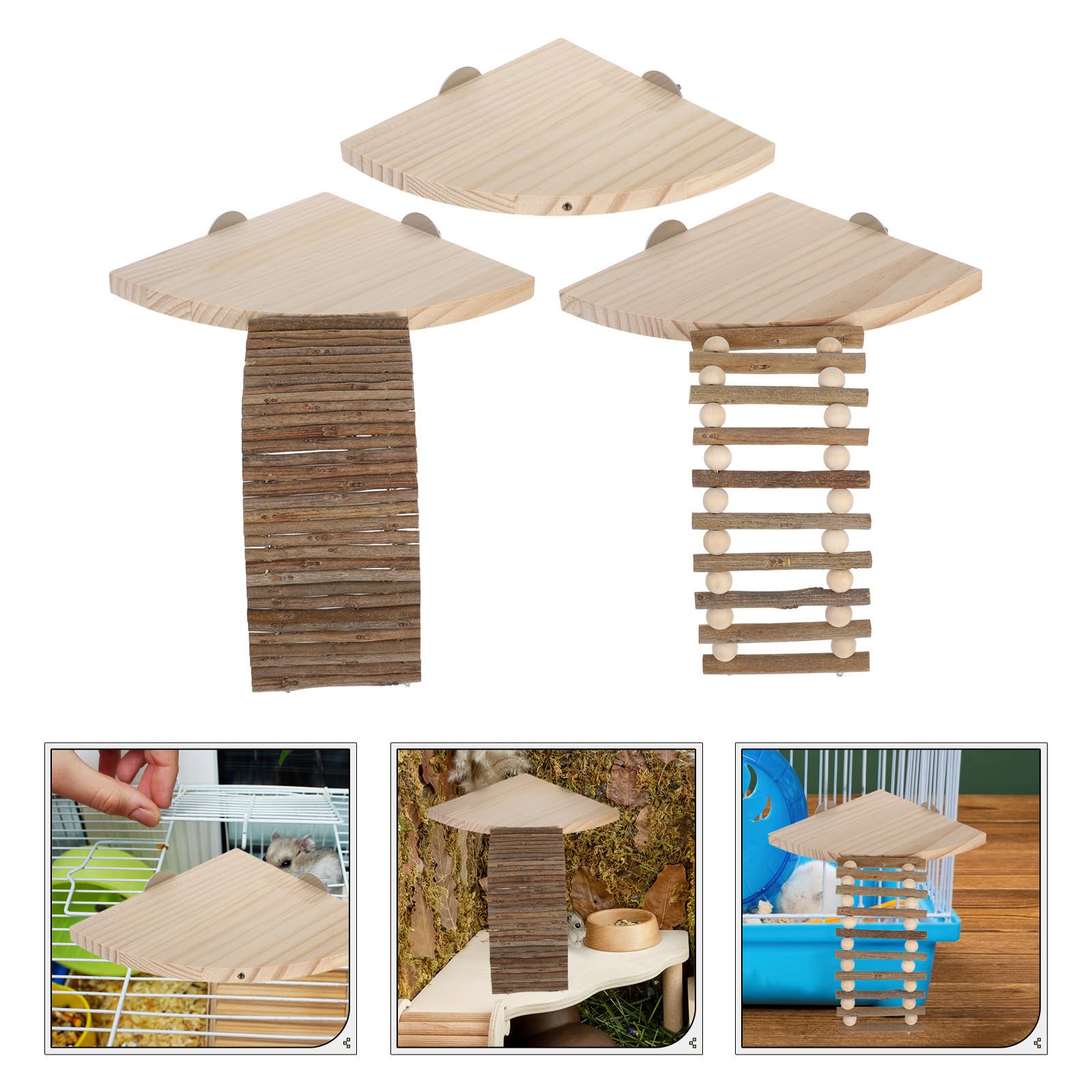 MAGICLULU Holzplattform für Hamsterkäfig mit Leiter für Meerschweinchen