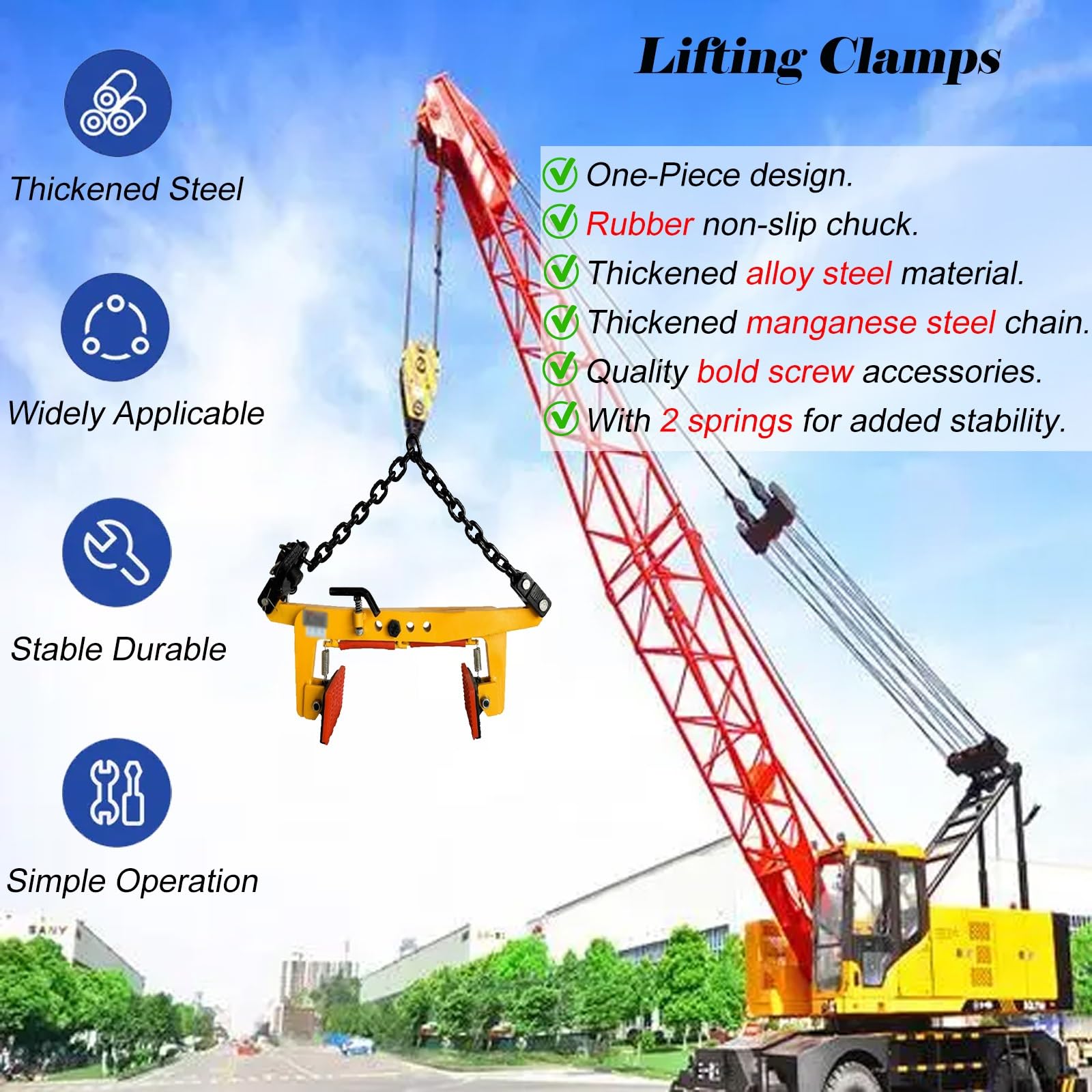 MZZKFC Yellow Alloy Steel Lifting Clamps with Rubber Non-Slip Chuck, Plate Vertical Clamp Adjustable Opening Width, Scissor Lifter Tool for Factories/Mines(16.5-38.2 in)