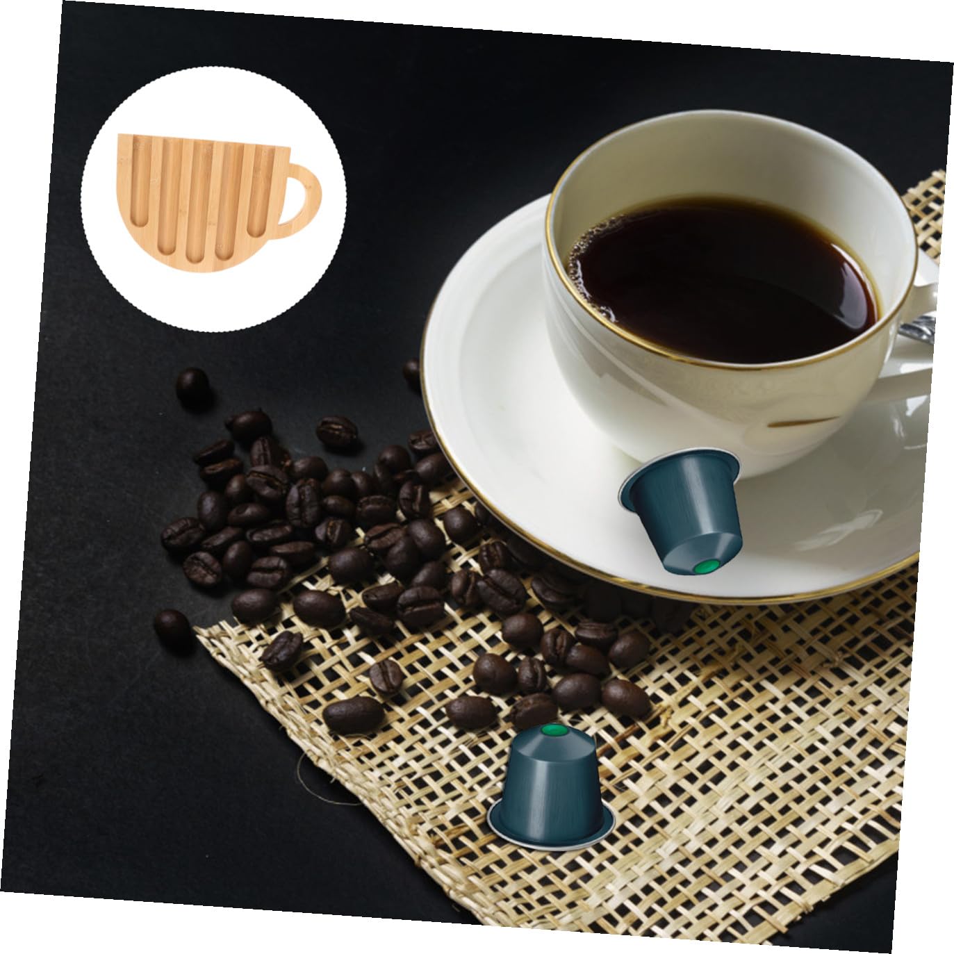 INOOMP Organizador de Cápsulas de Café de Madera Expositor Vertical para 50 Cápsulas Soporte Compacto para Oficina y Hogar Estante Reutilizable y Antioxidante