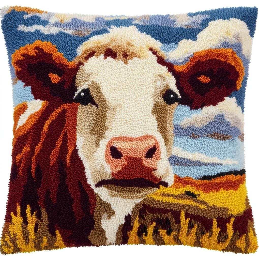 AxiangziK Latch Hook Kits 17x17in,Cattle Animals