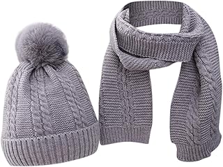 Amaone Baby,Clothing,Baby Boys 0-24m,Accessories,Hats & Caps Amaone Baby Hats Scarf Set Kids Boys Girls 1-4 Years Old,Winter Warm Knitted Cap+Scarf Keep Warm 2Pcs Pompom Cap Unisex Toddlers Hat Kit (Gray)