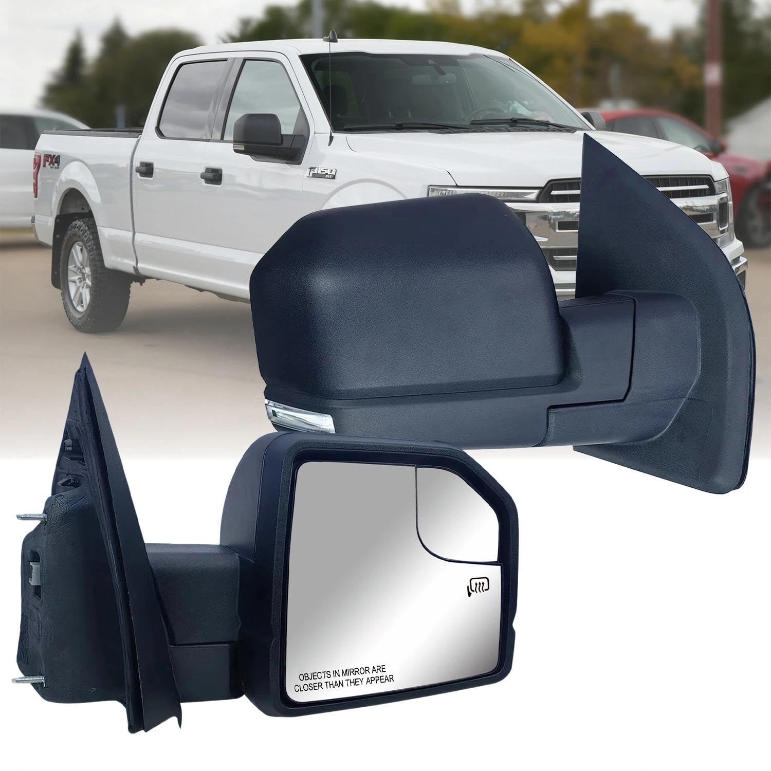 Replacement Passenger Right Side Door Mirror Textured Back Cover Power and Heated with Siginal Light for Ford F-150 fit year 2015 2016 2017 2018 2019 2020