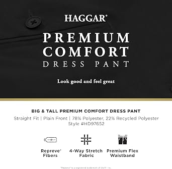 Haggar Men's Big & Tall Straight Fit Premium Comfort Dress Pant
