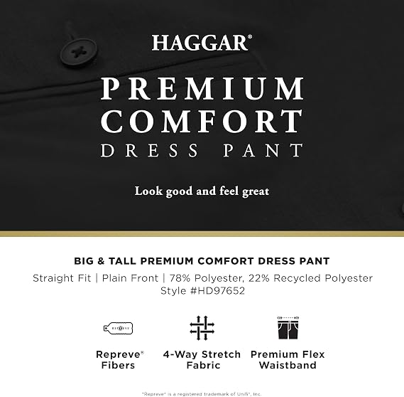Haggar Men's Big & Tall Straight Fit Premium Comfort Dress Pant