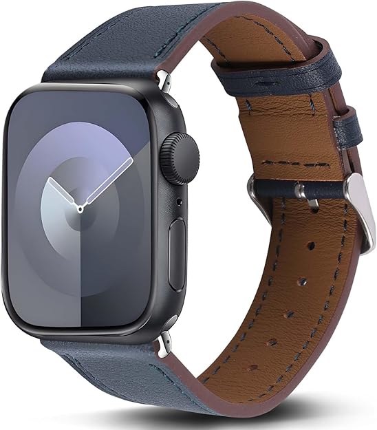 Genuine Leather Band Compatible with Apple Watch Bands for Women Men 49mm 46mm 45mm 44mm 42mm 41mm 40mm 38mm, Soft Leather Replacement Strap for iWatch Ultra/SE/Series 11 10 9 8 7 6 5 4 3 2 1