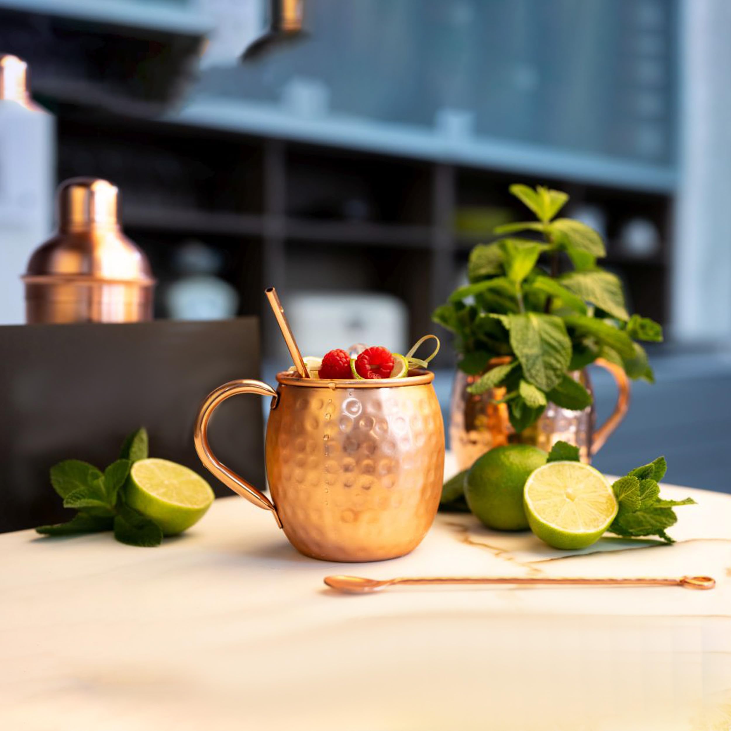 NKlaus 4 vasos de cobre puro 100% Ayuverda Copper Oval Moscow Mule 500 ml 11261