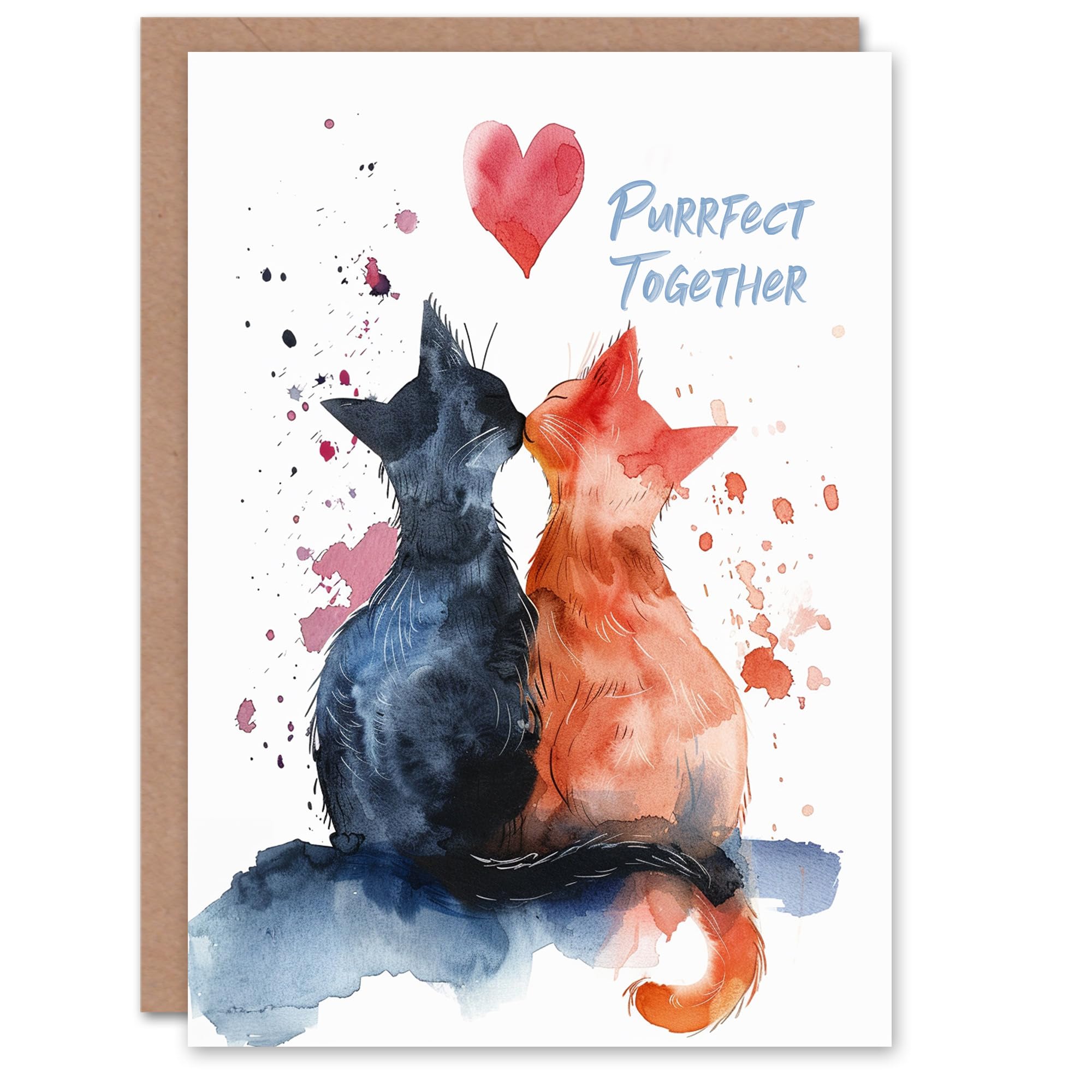Artery8 Greeting Card - Cute Kitten Love Cat Lover - Anniversary Card - Orange