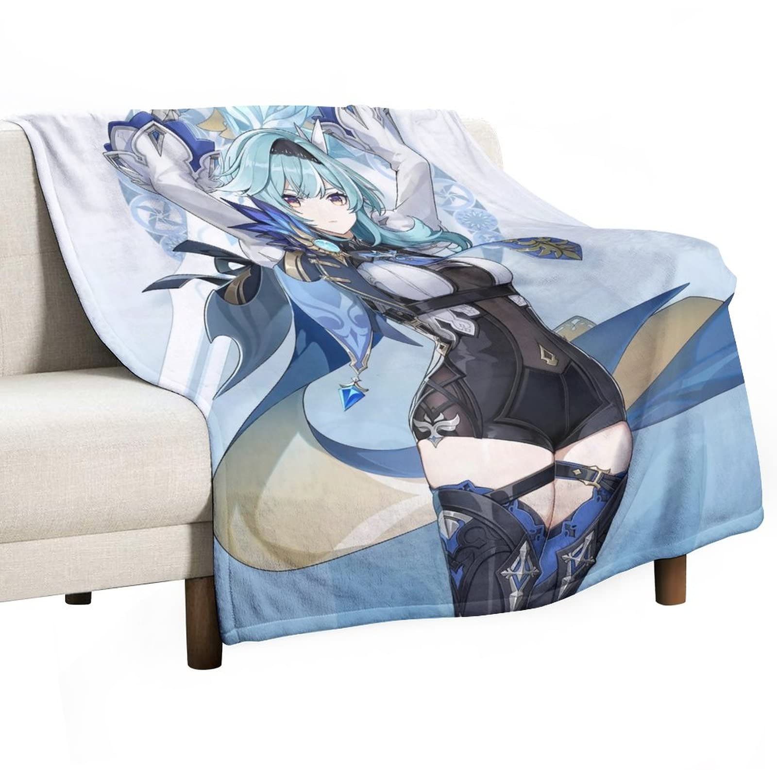 DalicoterDalicoter Game Genshin Impact Blanket Mondstadt EULA Anime Blanket 50"ร40" Super Soft Flannel Throw Blanket Warm Winter Blanket Towel Blanket for Couch Kids Girls & Adults