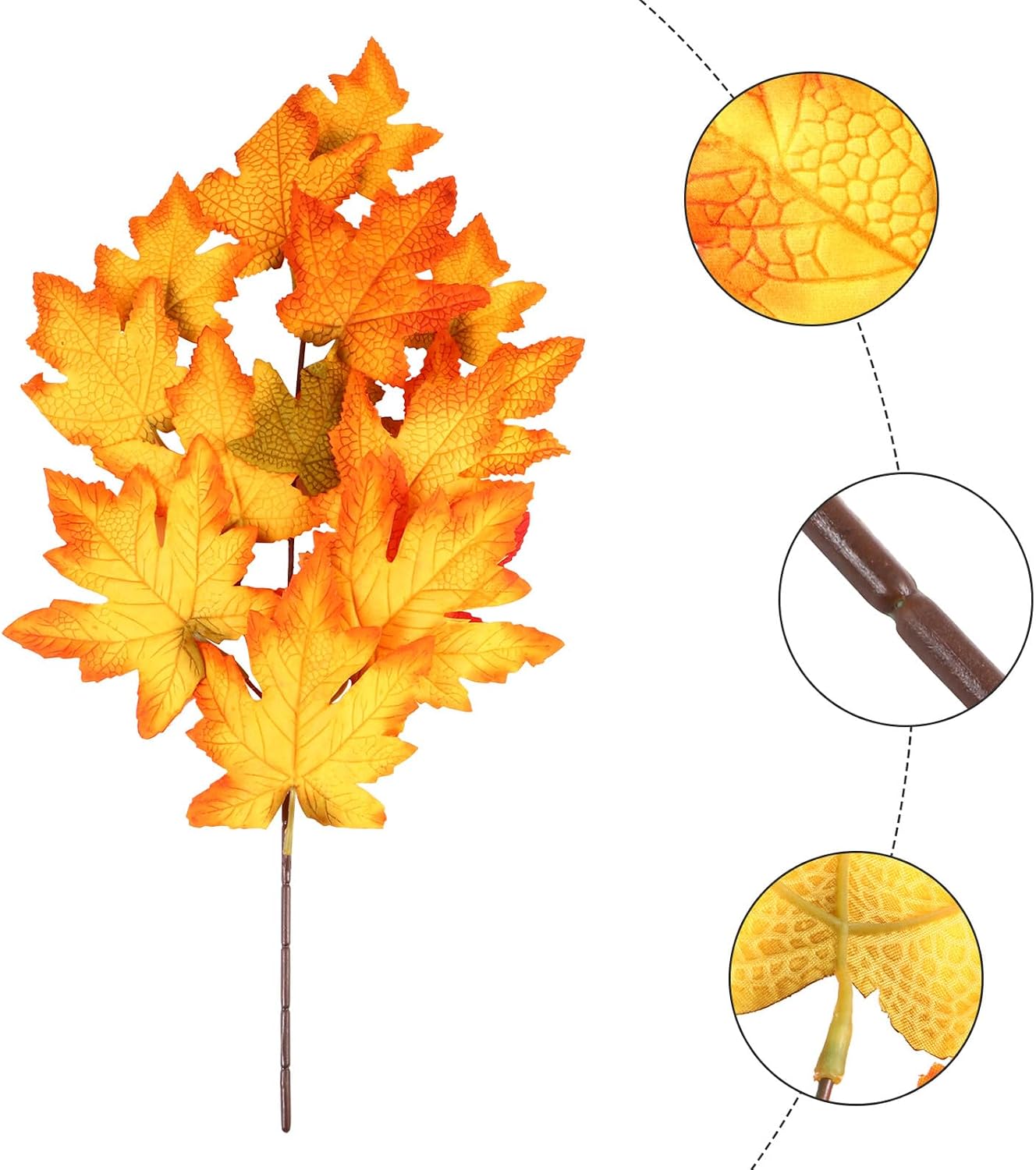 Artificial Thanksgiving Maple Leaf Shrubs, Yellow Fall Maple Branch Decor, Realistic Fake Plant for Autumn Home and Table Centerpiece Decoration
