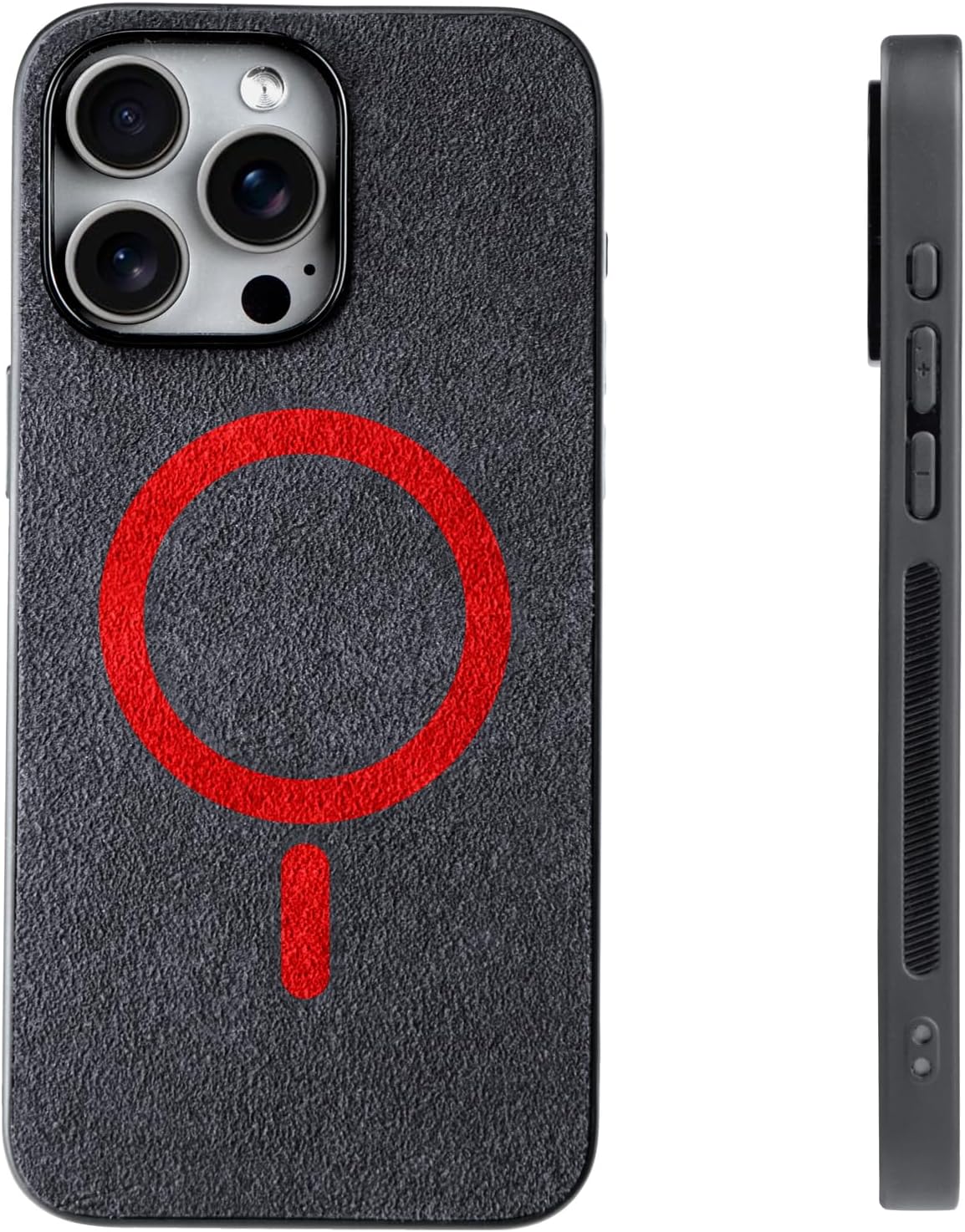 Magnetic Phone Case Compatible with MagSafe Charger for iPhone 16 Pro Max, Made with Alcantara Material + TPU Hybrid, Handmade Half-Wrap Design, Slim Protective Grip Case