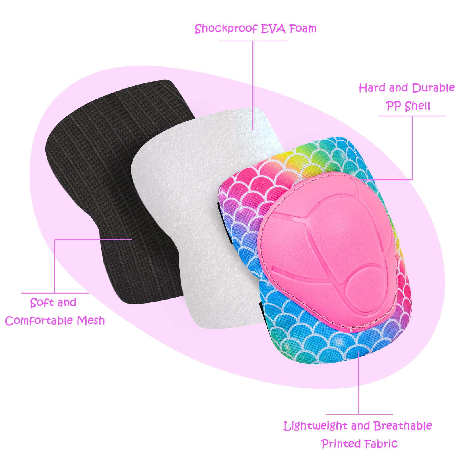 Rodilleras para niños, juego de equipo de protección ajustable con bolsa de malla, rodilleras y coderas, muñequeras para niñas, niños, patines de ruedas, ciclismo, monopatín, scooter,
