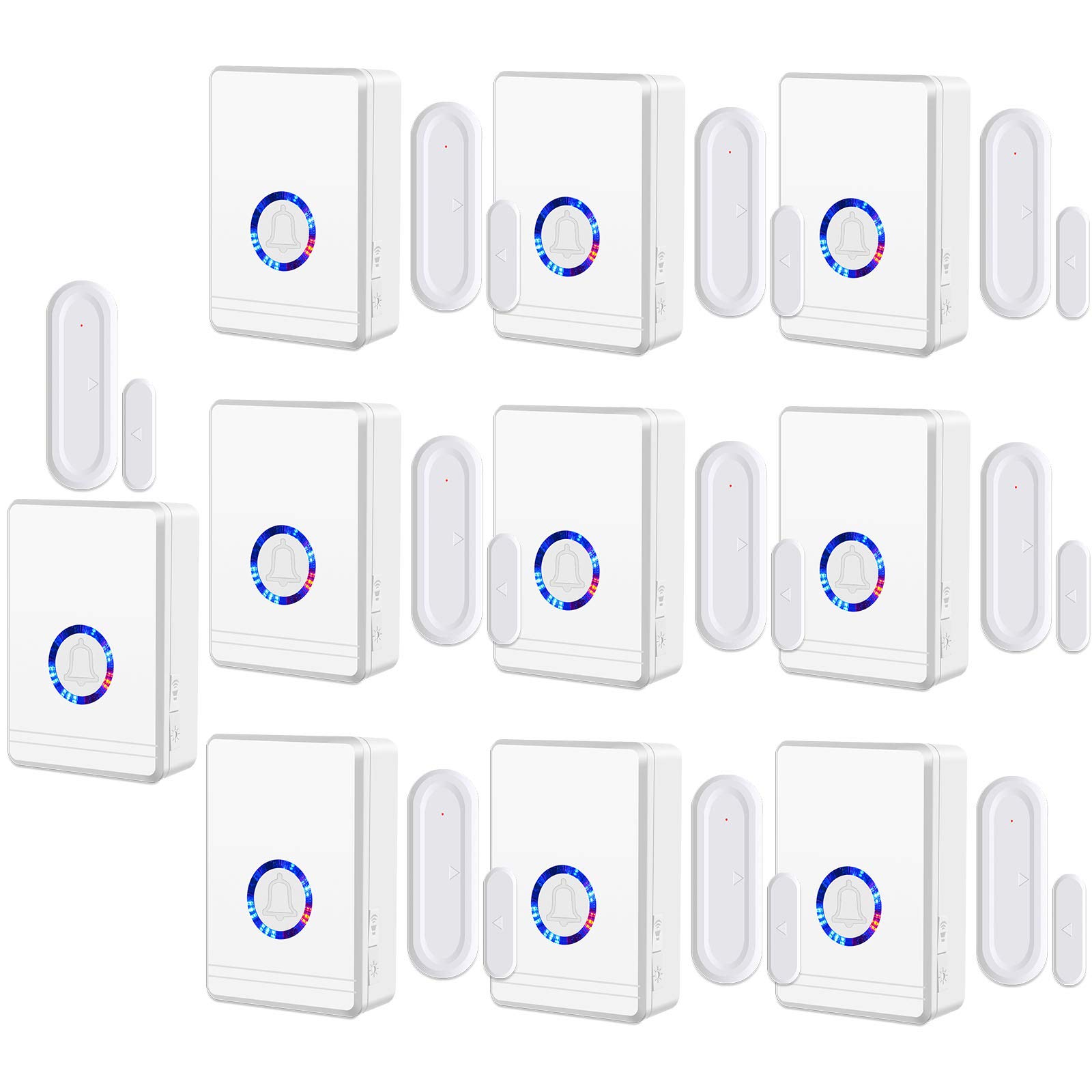 NineLeaf Tür Fenster Sensor, Türsensor Home Alarmanlage, Türalarm Fensteralarm 200M/600FT Reichweite 48 Melodien auf 5 Volumes Tür Laden Haus Büro Fensterkontakt 10 Empfänger 10 Magnetischer Sensor