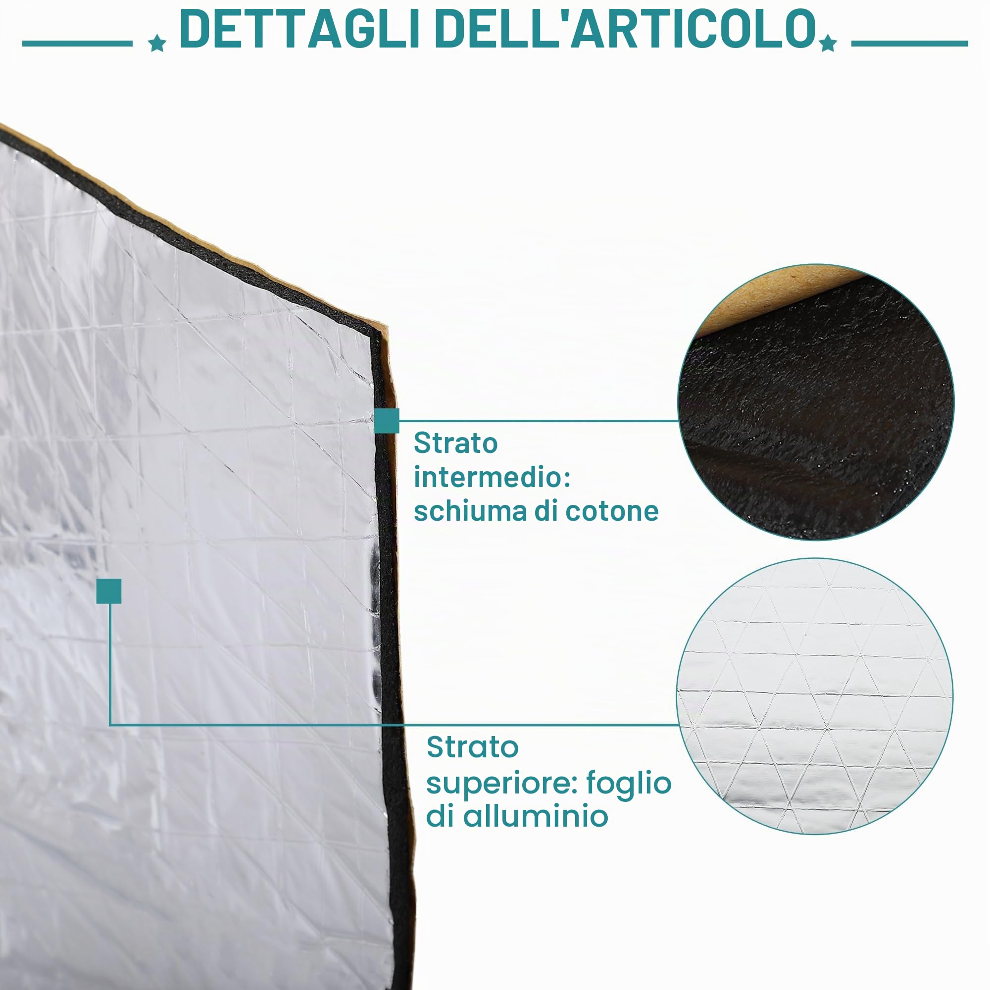 QUARKZMAN 9 pezzi Isolamento Termico Auto 10 mm Fonoassorbente per Cofano Motore Auto Camper 50x30cm con Rullo