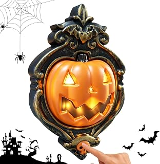 Halloween Doorbell Pumpkin, Pumpkin Doorbell with LED Light and Scary Sound | Pumpkin lantern shape, which brightens and produces creepy sounds, suitable for Halloween decorations