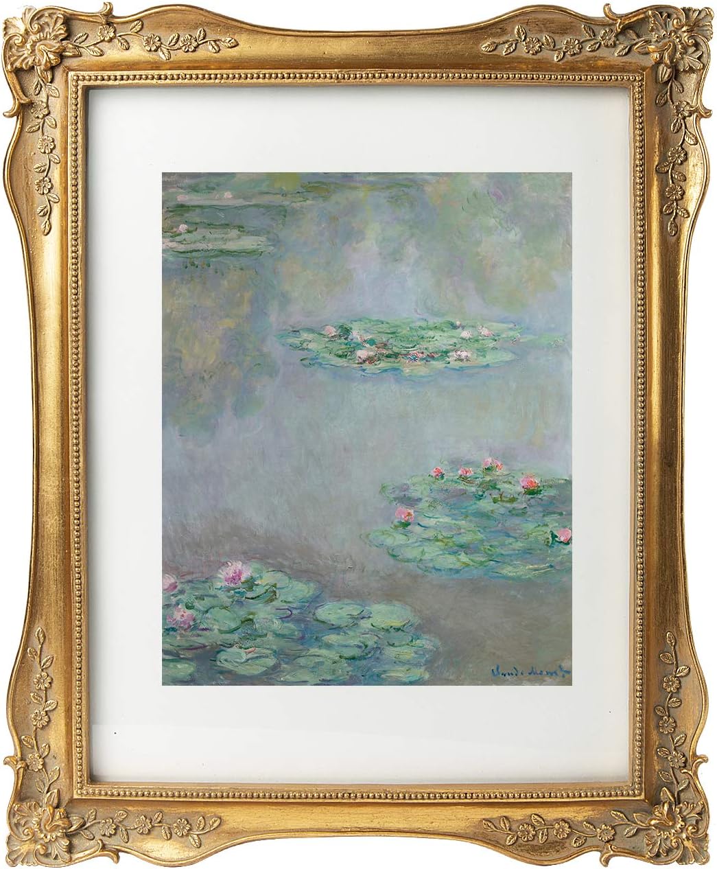 ASOWIN 11 x 14 Antique Picture Frame with Corner Flower Decor for 11 x 14 or 8 x 10 Photos with White Mat,Wall Gallery Decor,Vintage Gold… Gold 11 x 14