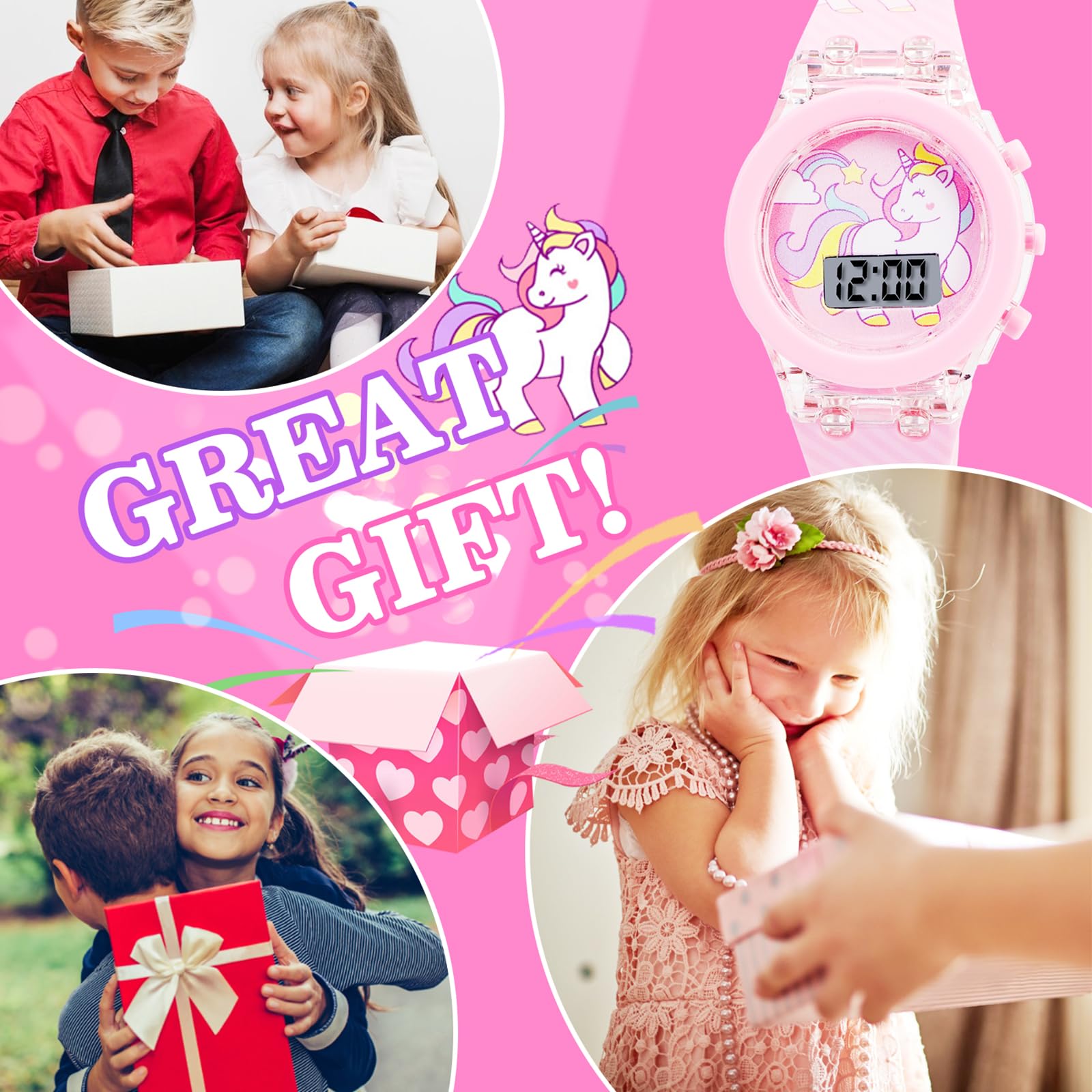 Reloj Digital para Niños Niña, Reloj de Pulsera Niña Multifunción, Relojes Niñas Niños Digital para Niños de 3 a 12 años