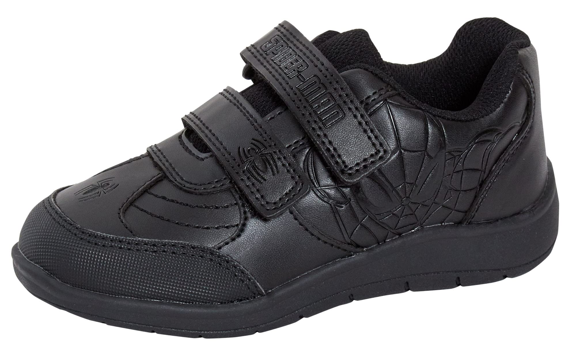 SPIDER-MANSpiderman Boys School Shoes for Kids Black Trainers Marvel Hero  Black Formal Shoes Easy Touch Fasten Straps with Tough Wear Toe