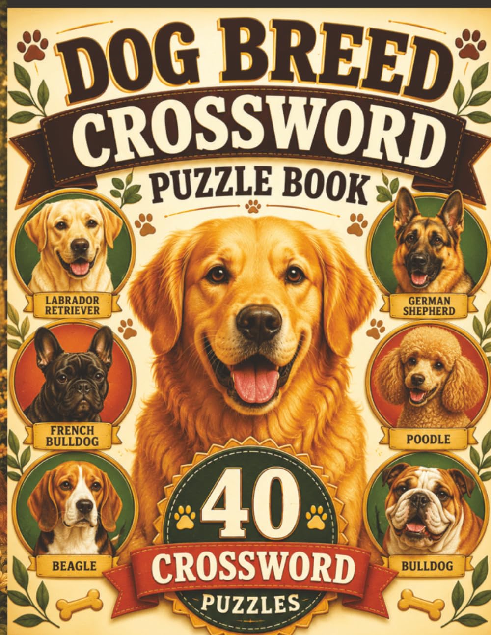 Dog Breed Crossword Puzzle Book: 40 Paw-Some Crossword Puzzles for Dog Lovers — Breeds, Traits & Canine Vocabulary