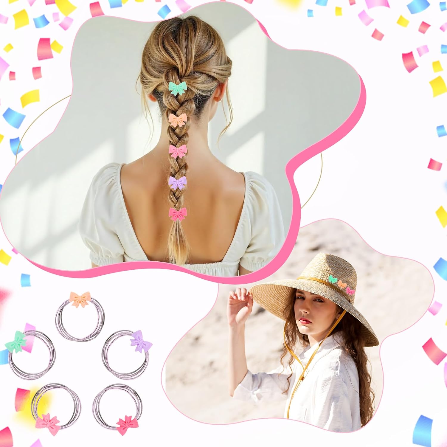 50Pcs Bows Resin Charms, Cheer Pin Charms Flatback Resins Charm, Cheer Bow, Cute Bows Embellishments Multi-Colors Bulk Mixed Resin Embellishment Set for Junk Cases Phone Cases DIY Crafts Decorations - Image 5