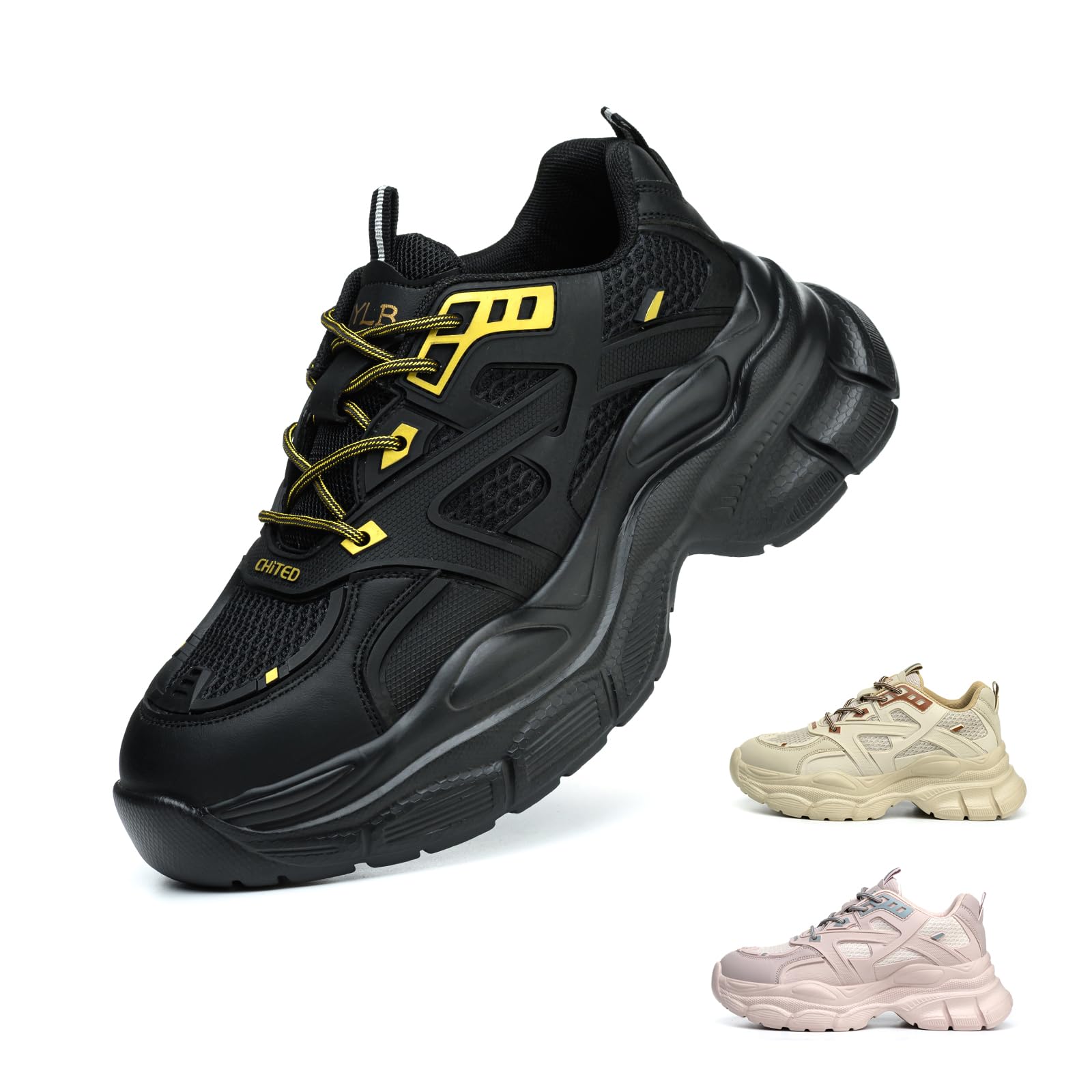 Gugifcto Arbeitsschuhe Damen Sicherheitsschuhe Leicht Stahlkappenschuhe rutschfest Atmungsaktiv Sportlich Schutzschuhe 36-42 EU