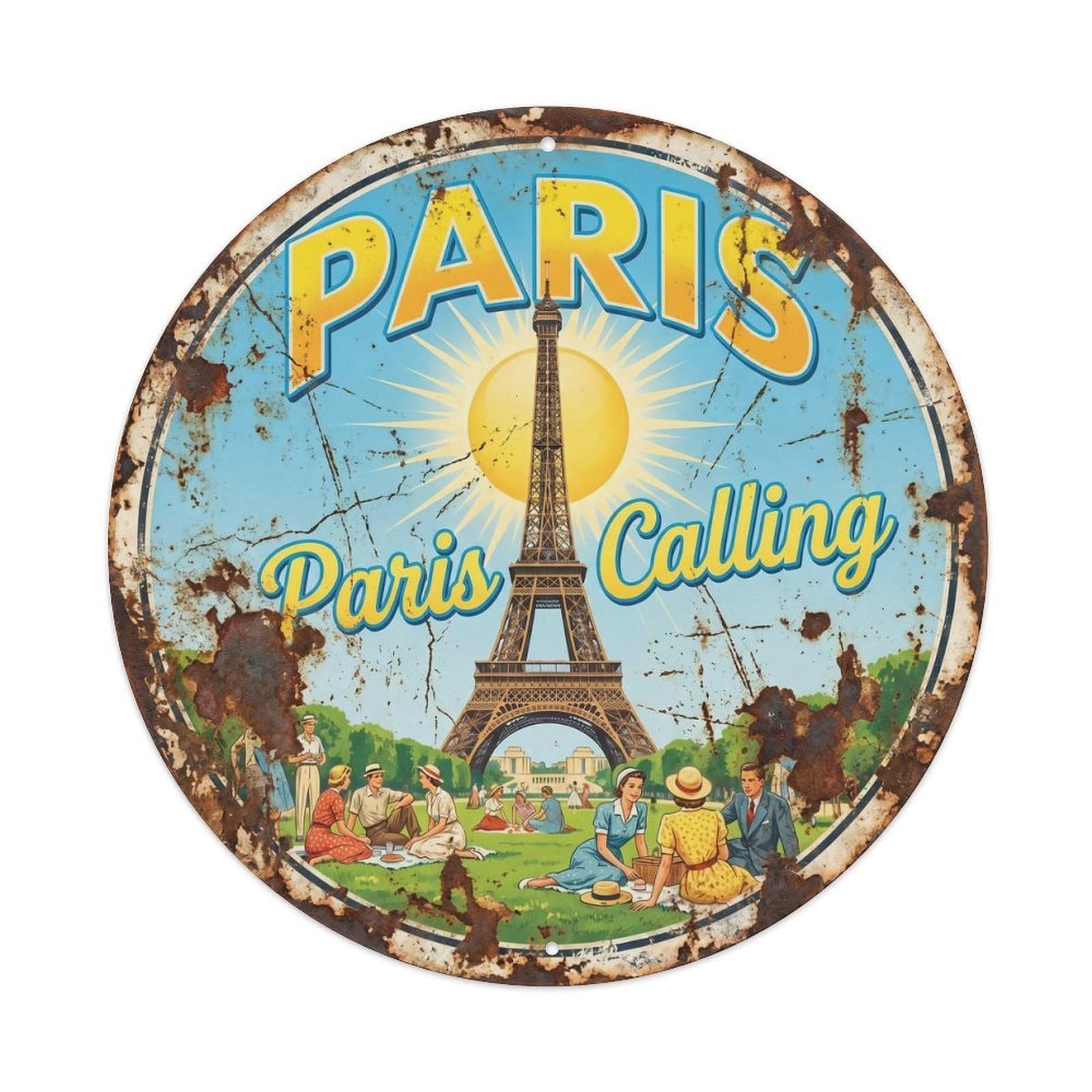 Vintage Travel Paris Tower Summer Metal Tin Sign Plaque