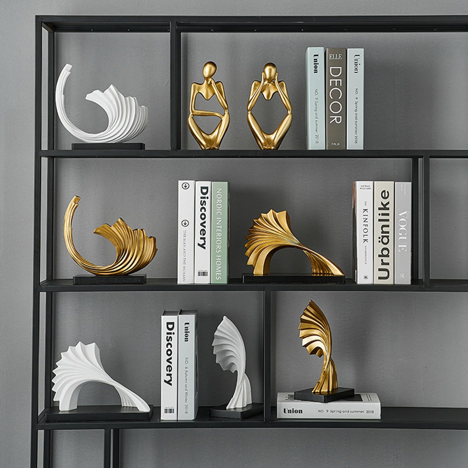 Modern Abstrakte deko skulptur, Ozeanwellen Handwerk Dekoration Wohnzimmer Statuen, für Schlafzimmer Tischdekoration Büro Wohnung skulpturen Deko, Harz,White d