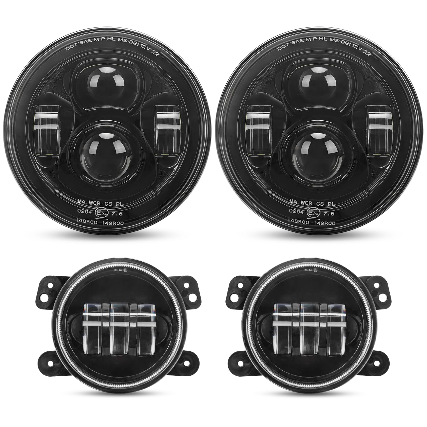 SUPAREE Upgraded 1000% Brighter 7 Inch LED Headlights and 4 Inch LED Fog lights Combo [True DOT Approved] [Plug and Play], LED Headlight Assembly Fit for Jeep Wrangler JK JKU 2007-2018