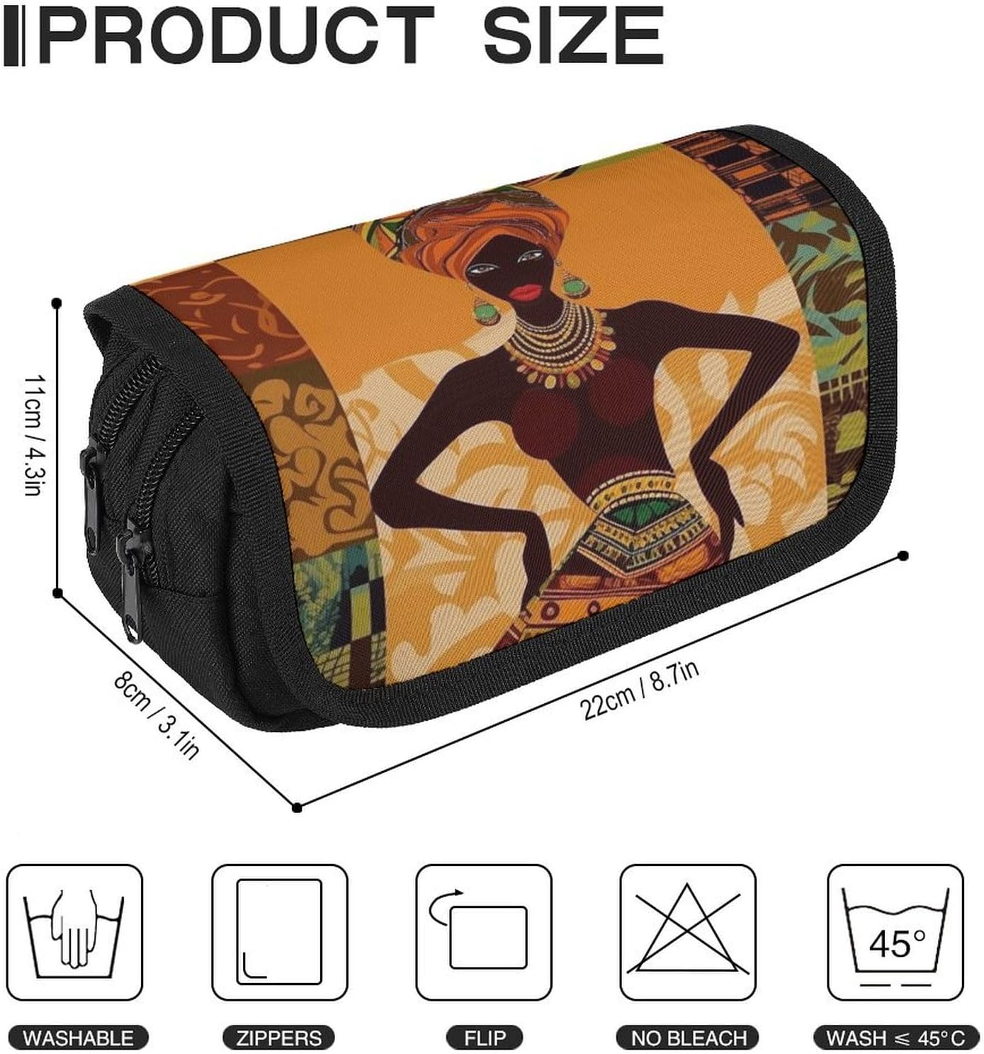 Pencil Pouch African Woman Pencil Case for Men Women Cosmetic Bag Aesthetic Pen Bag for Office Multifunctional Bags Marker Pen Case