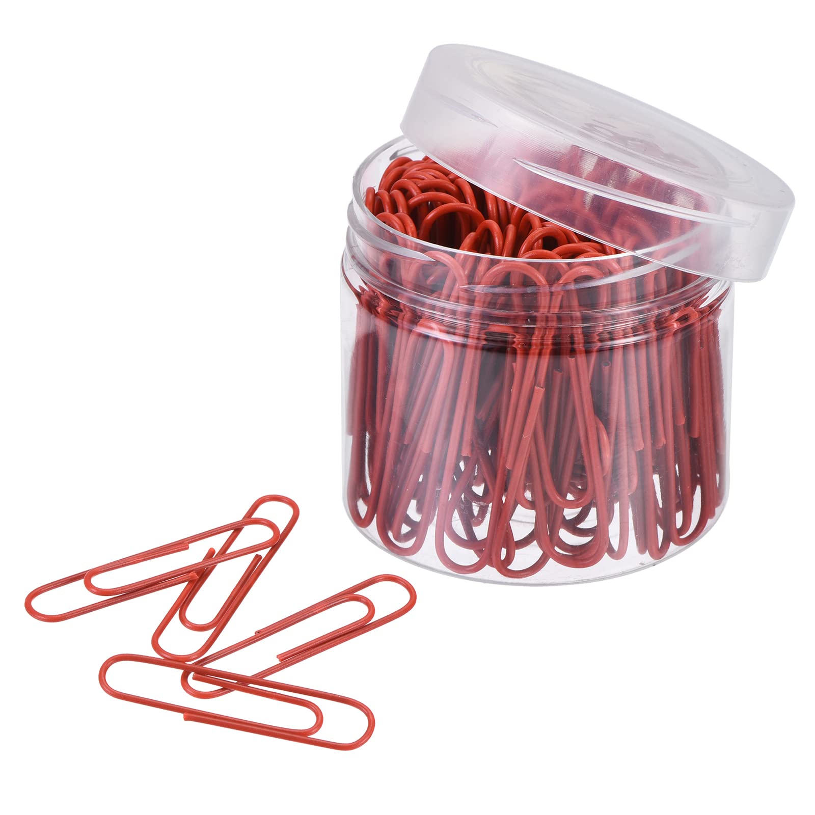 MECCANIXITY Paper Clips Medium Size 2 Inch Vinyl Coated to Prevent Tearing Pages with Box for Organize Office Home Red Count 100