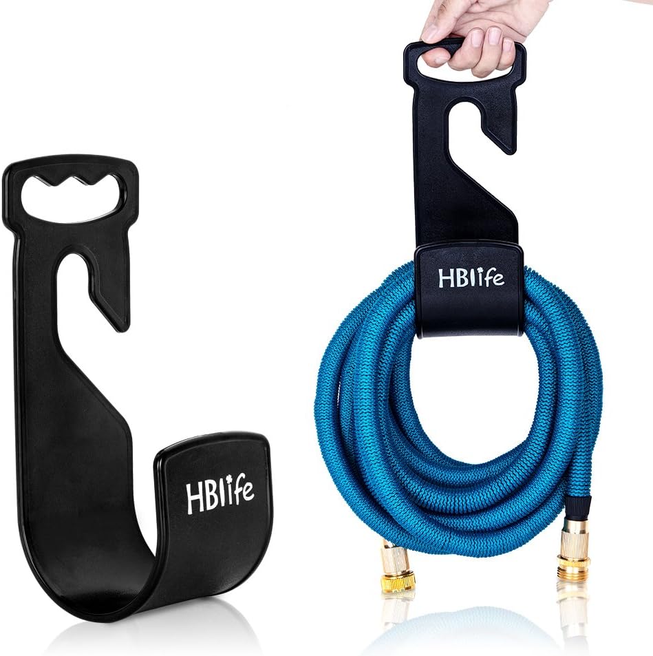 HBlife Garden Hose Hanger, Durable Wall Mount Hose Holder Rust-Free Hook Fit to 25ft 50ft 75ft 100ft 150ft Water Hose (Black)