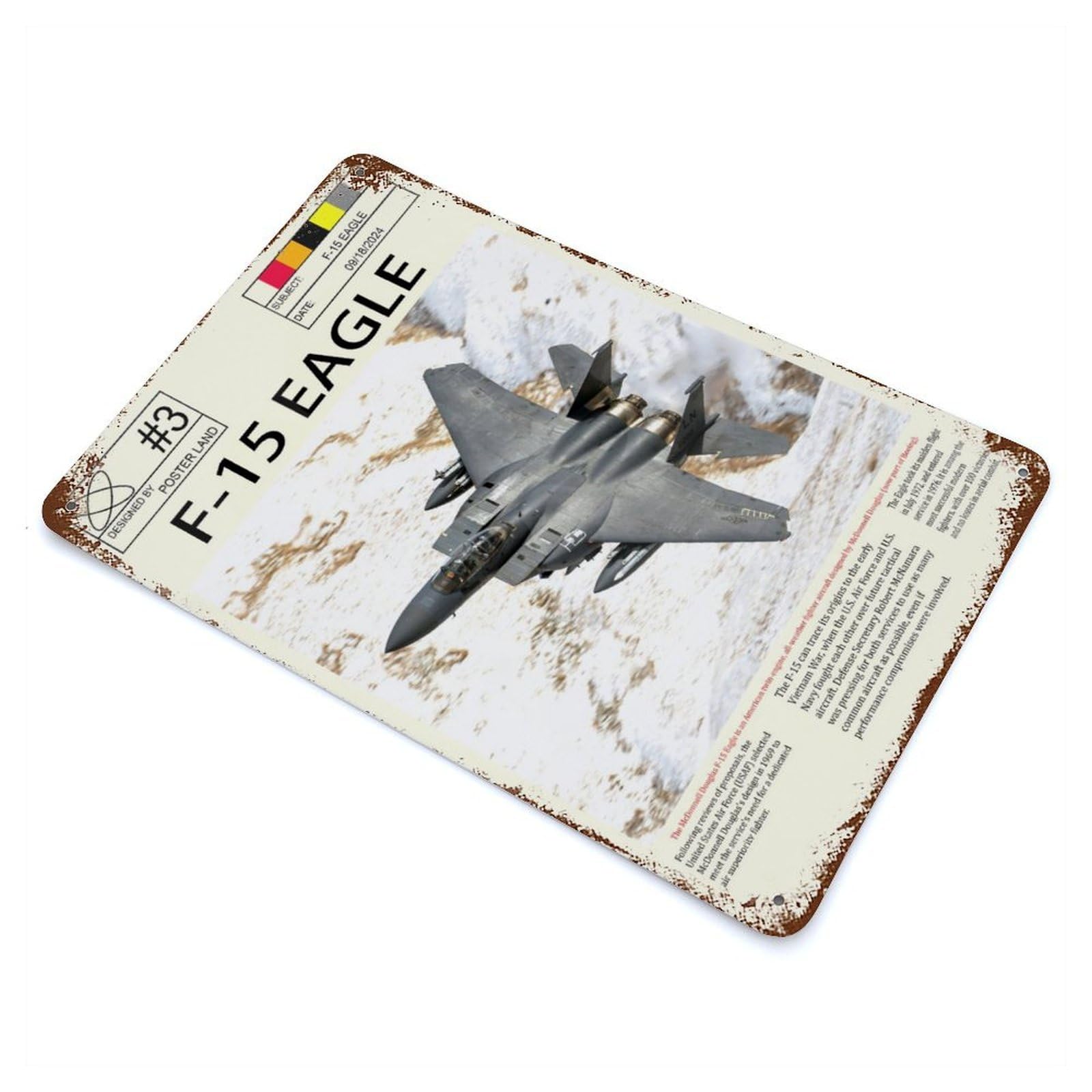 F15 Eagle Aircraft Rustic Tin Plaque 11.8"x7.9", Ideal for Cafe, Home Bar And Lounge Decor