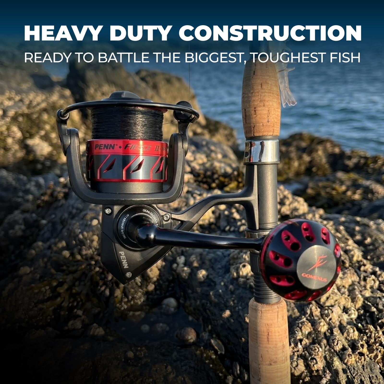 GOMEXUS Power Handle Mango Carrete para Penn Spinfisher Vi VII [SPNF]/ Slammer III IV [SLM]/ Battle II&III [BTL]/ Battle III DX [BTL]/ Pursuit III/IV [PST]/ Fierce III&IV 1000-105000[FRC]