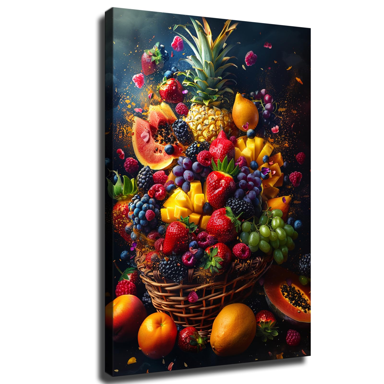 Colorful Fruits in A Basket Poster Decorative Painting Modern Picture Canvas Wall Art Bedroom Office Living Room Decoration (08x12inch Unframed)