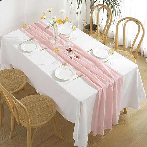 Miniatura 2 de Camino de mesa de boda, cubierta de comedor, elegante tul transparente para despedida de soltera, color sólido, rectángulo largo, lavable a máquina,