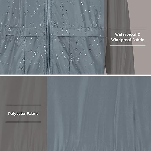 Miniatura 3 de Zando Chaqueta impermeable plegable para hombre, impermeable, con capucha, rompevientos para exteriores, chaquetas de lluvia de viaje