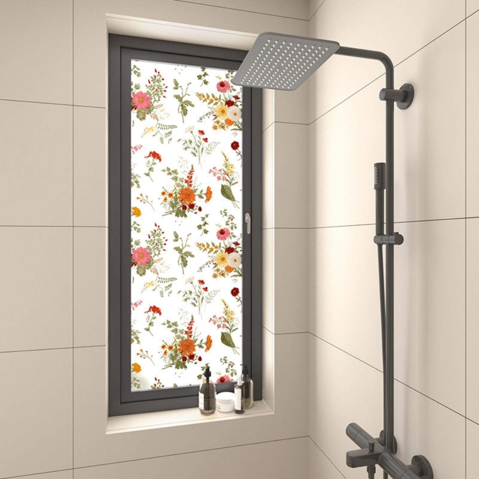 Vinilo Adhesivo Cristal Decorativo Flor Naranja Vinilos para Cristales Privacidad Estatico Anti UV Reutilizable para Oficina Dormitorio Sala de Estar Vinilo para Ventanas
