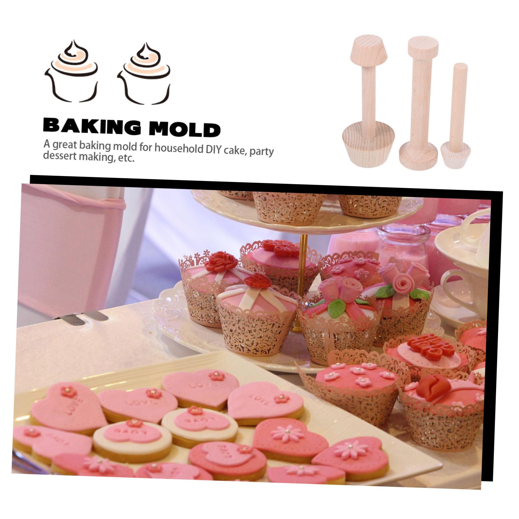 Amosfun 9 Stk Eierkuchenbodenform Mini-Törtchenformen Madeleine-Schimmel Tortenform Eierkuchenform muffinbackformen muffin backblech doppelseitiger Tortenstampfer Küchengerät hölzern
