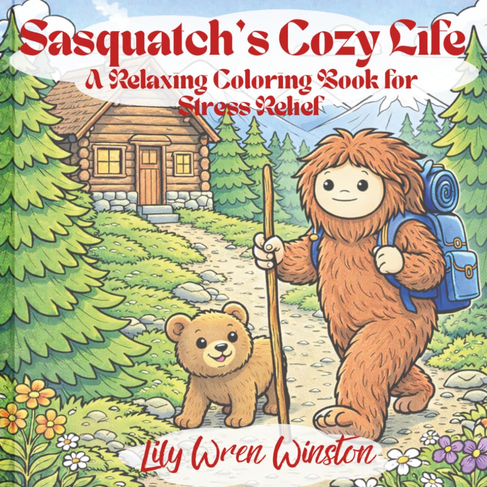 Sasquatch's Cozy Life: A Relaxing Coloring Book for Stress Relief