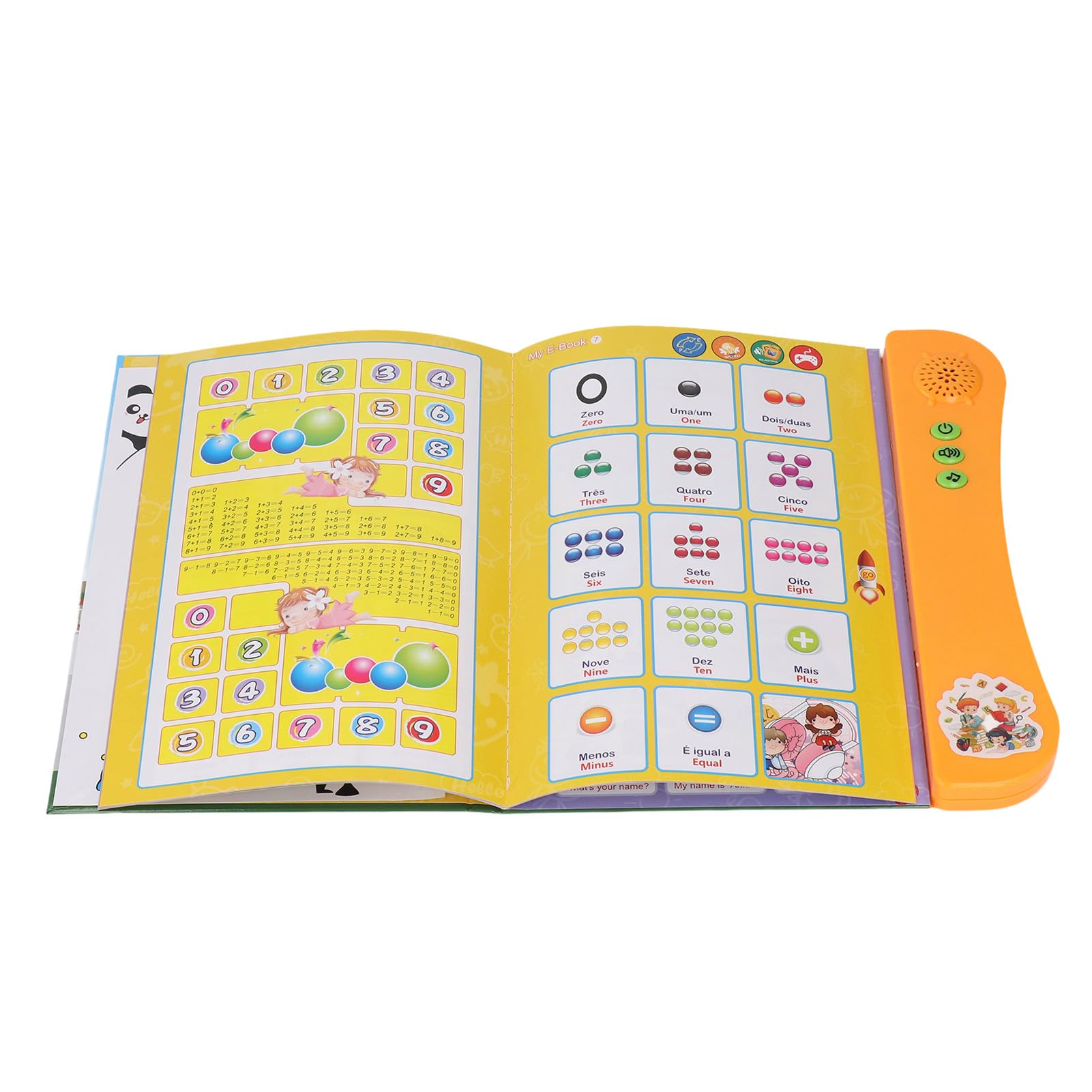 PUNELE Livre Sonore Bilingue Portugais-anglais – Alphabet, Chiffres, Animaux, Fruits, Légumes – Interactif, Réinscriptible, Dès 3 Ans