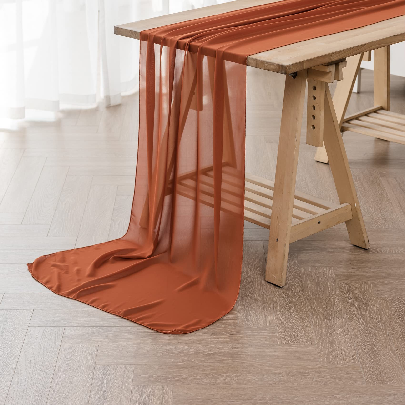 Chemin de table mariage mousseline rouille 35x274cm décoration anniversaire baptême fête