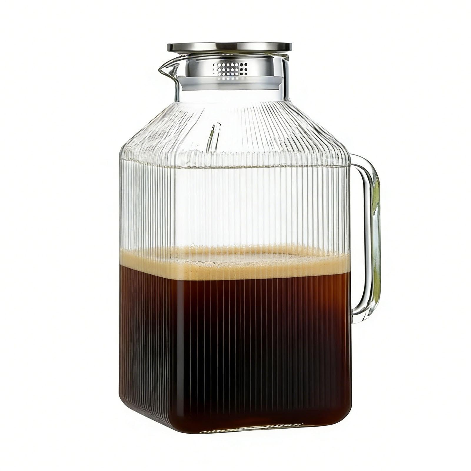 Glaskannaldeckel - Getränkekanne, Auslaufsicher Getränkebehälter | 3,8L Glaskanne Serviersatz, Haltbarer Aufbewahrungssatz Für Spender Für Saft Hausgemachter Kaffee Kühlschrank Arbeitsplatte