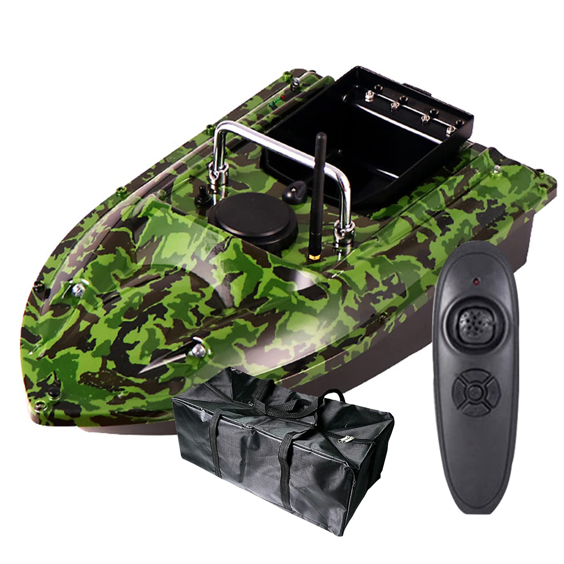 Bezprzewodowy Smart RC Bait Boat Czas czuwania 3H z nocnym światłem LED do kałuży i jezior Fish Finder akcesoria do łodzi wędkarskich prezenty dla mężczyzn, zielony kamuflaż