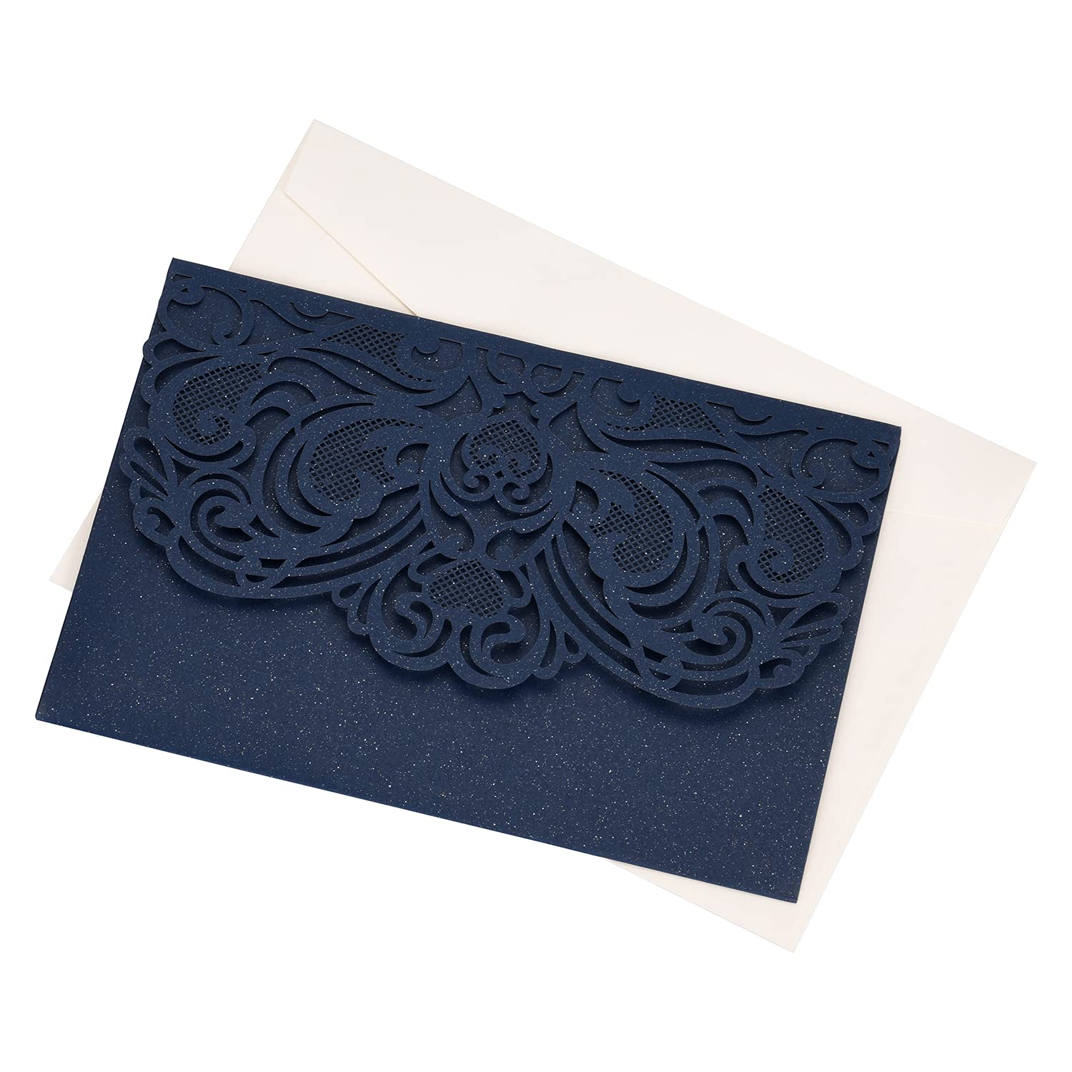 Kit 40 Inviti Matrimonio Fai-da-Te FOMTOR | Taglio Laser Vuoti Con Carta E Buste | 7x4.7 Pollici, Blu