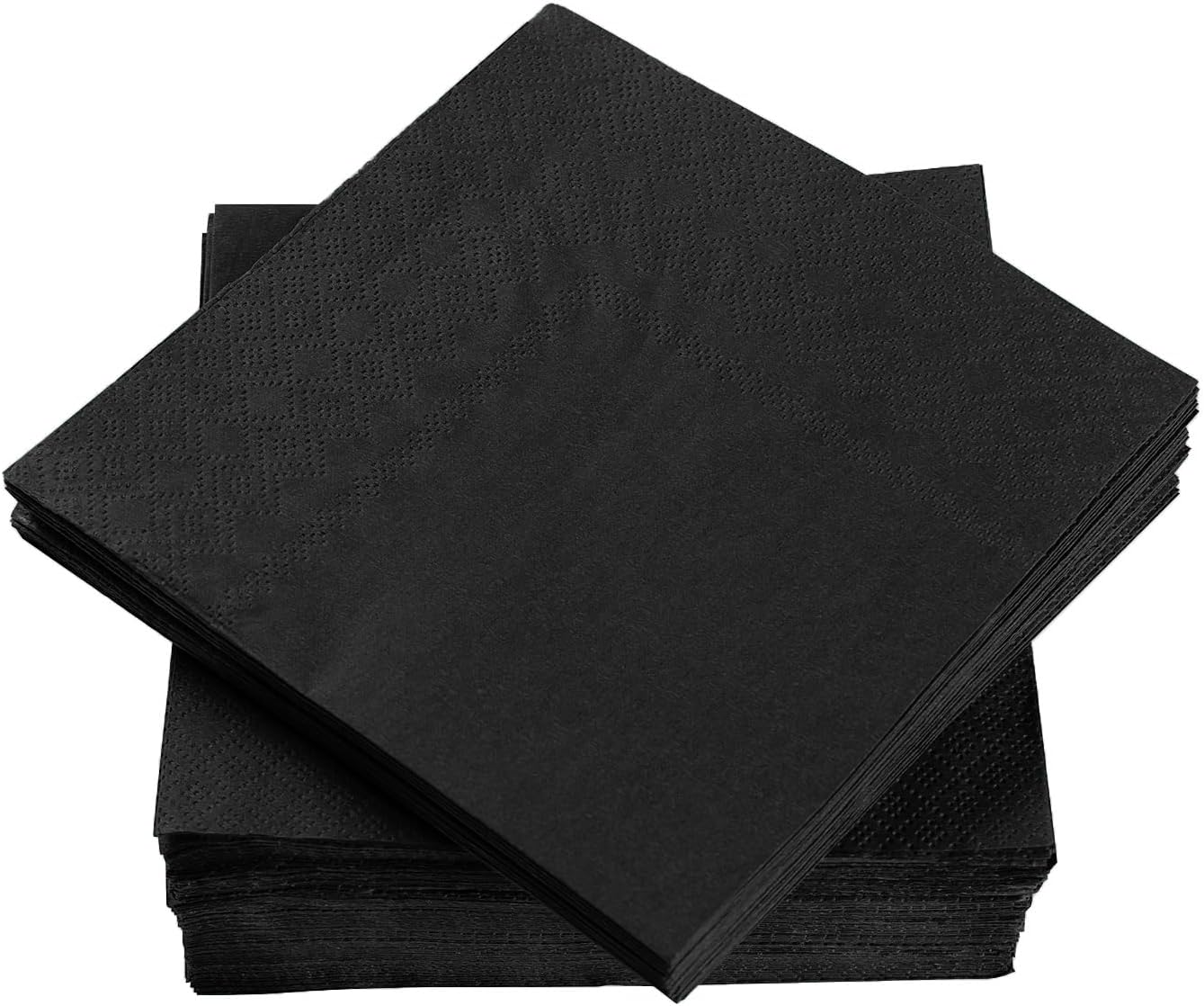 100 Pack Cocktail Napkin 2-Ply Dessert Napkins Folded 5 x 5 Inches Disposable Napkins for Dinner Wedding Birthday Party Bridal Anniversary Reception Event (100, Black)