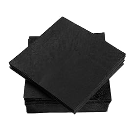 200 Pack Cocktail Napkin 2-Ply Dessert Napkins Folded 5 x 5 Inches Disposable Napkins for Dinner Wedding Birthday Party Bridal Anniversary Reception Event (200, Black)