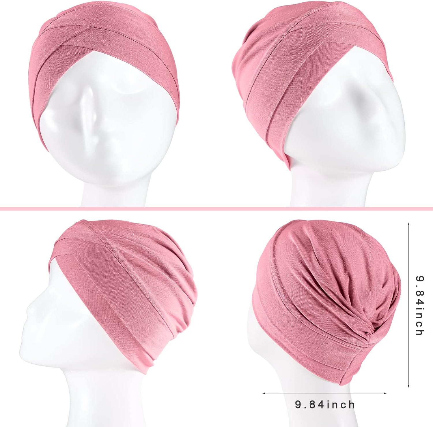 Coume 6 Pcs Slouchy Turban Hats Cancer Headwear Cancer Sleep Cap Lightweight Stretchy Turban Head Wrap Head Covering, 6 Color (Vivid Color) - Image 3